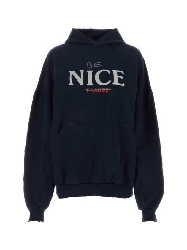 Luxury Balenciaga Trending 2026 Be Nice Printed Hoodie Navy