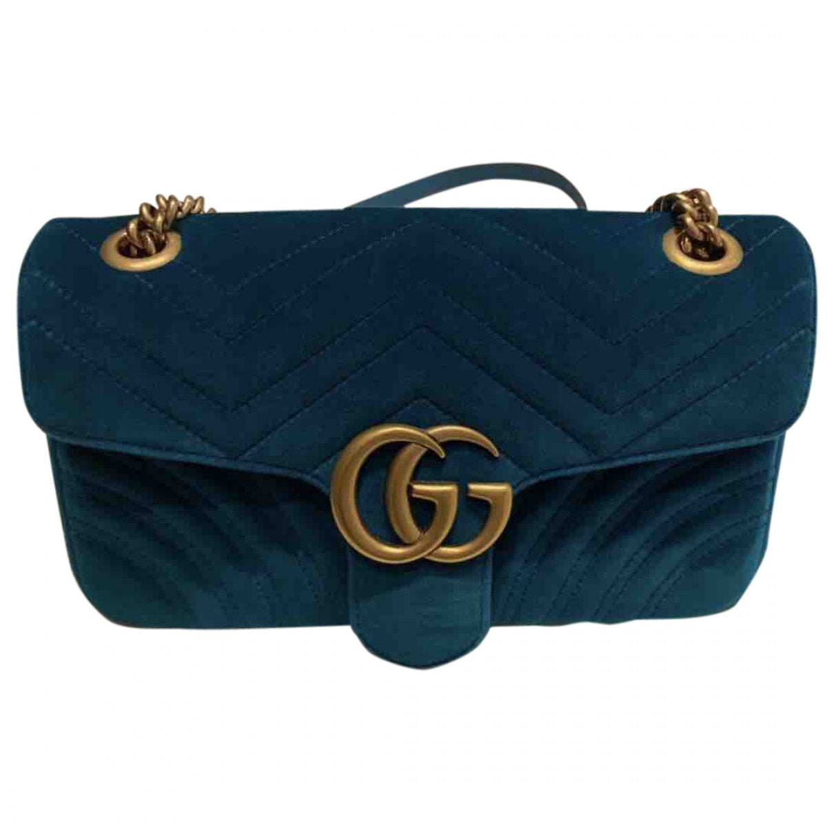 Gucci marmont turquoise velvet handbag