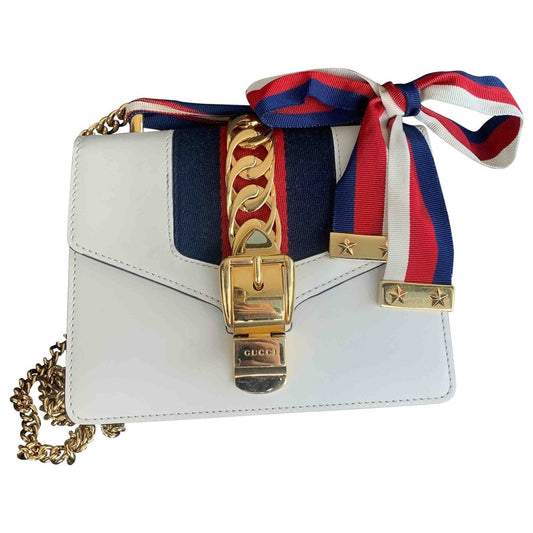 Gucci sylvie white leather handbag