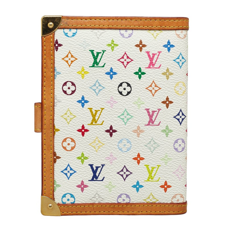 Louis Vuitton Multicolor Agenda PM Handbook Cover R20896 White PVC Leather Louis Vuitton