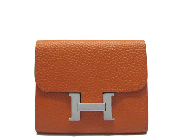Luxury Hermes Wallet H2006 Ladies Cow Leather Orange