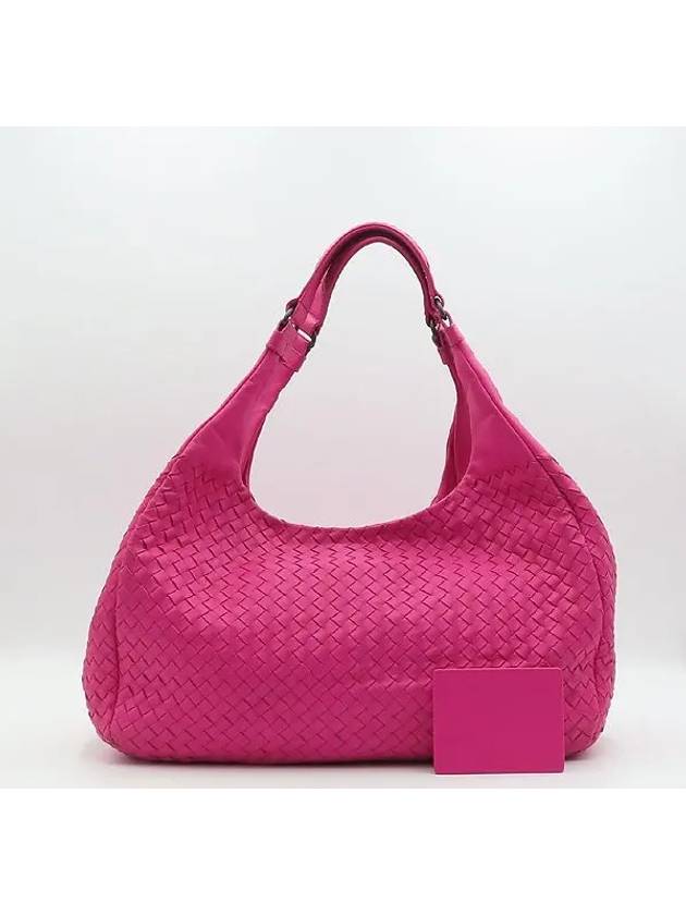 Luxury Bottega Veneta 124864 Pink Intrecciato Nappa Leather Large Campana Hobo Shoulder Bag Auxiliary Mirror