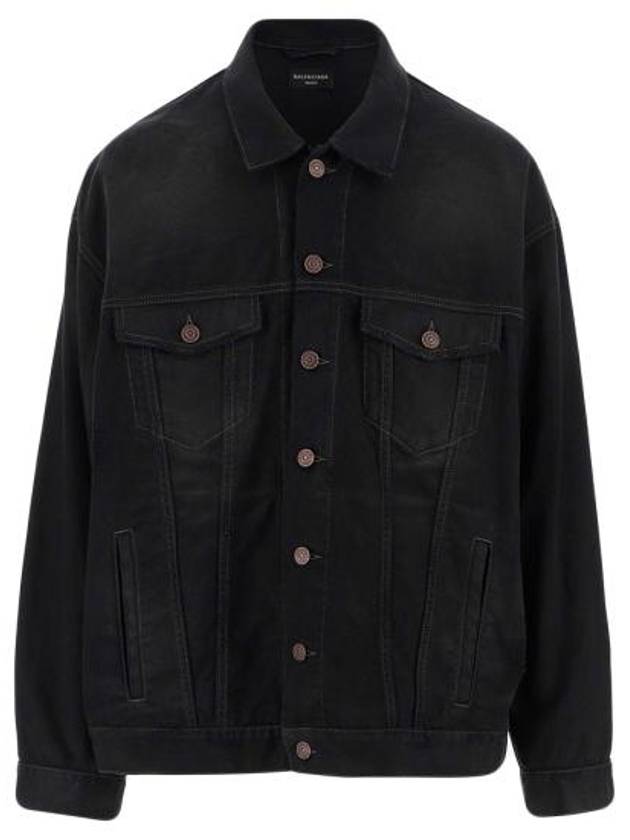 Luxury Balenciaga Trending 2026 Political Campaign Logo Oversized Denim Jacket Black