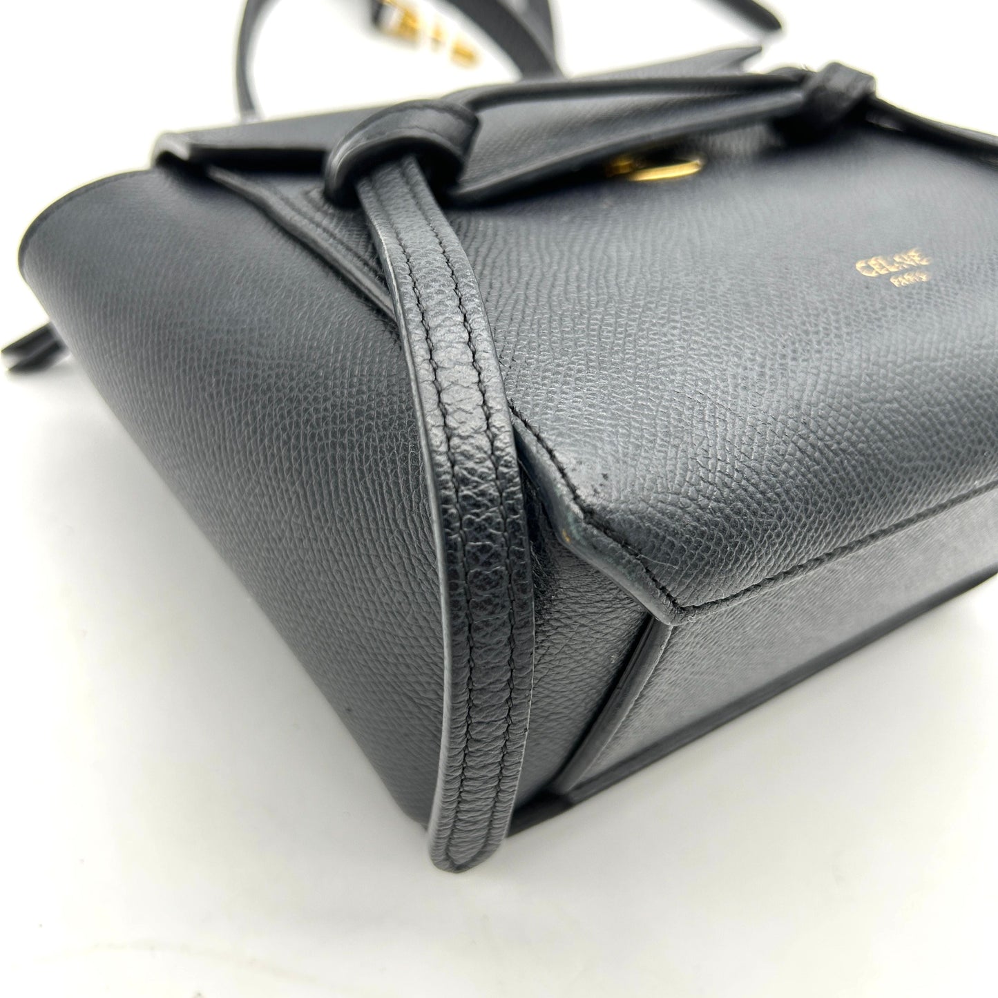 Luxury CELINE Mini Grained Calfskin Pico Belt Bag Grey LA32963