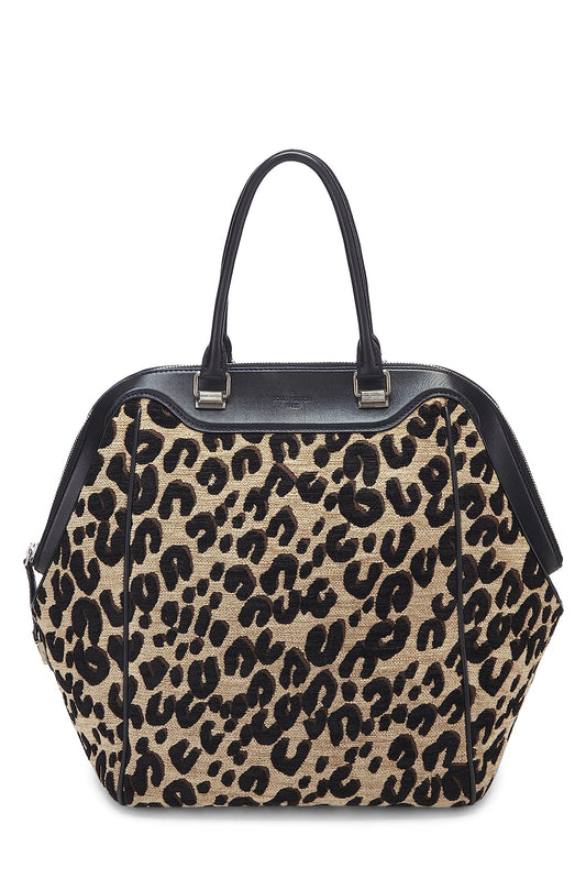 Louis Vuitton, Tan & Black Leopard Chenille Tapestry North-South Tote, Black