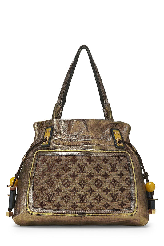 Louis Vuitton, Gold Leather & Monogram Canvas Sunbird Tote, Gold
