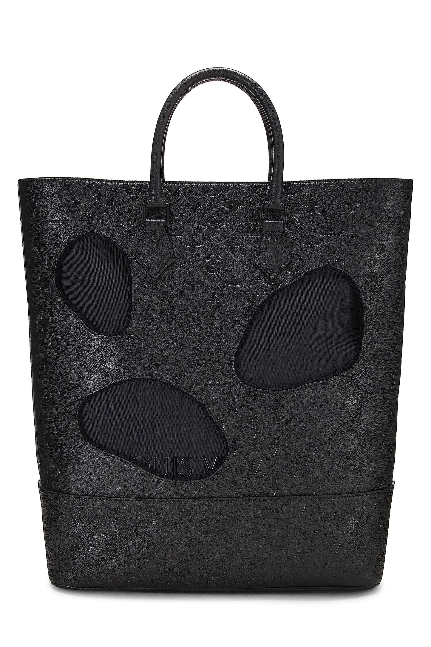 Louis Vuitton, Comme Des Garçons x Louis Vuitton Black Monogram Empreinte Bag with Holes MM, Black