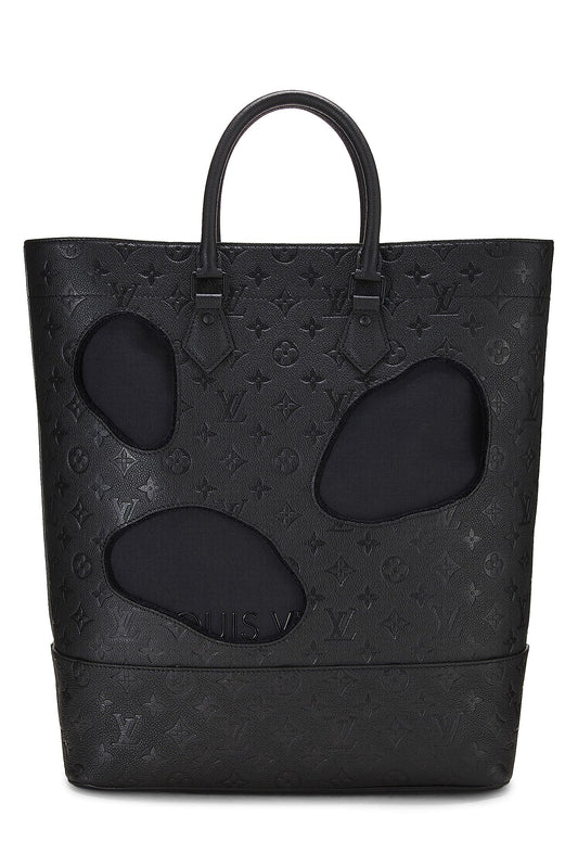 Louis Vuitton, Comme Des Garçons x Louis Vuitton Black Monogram Empreinte Bag with Holes MM, Black