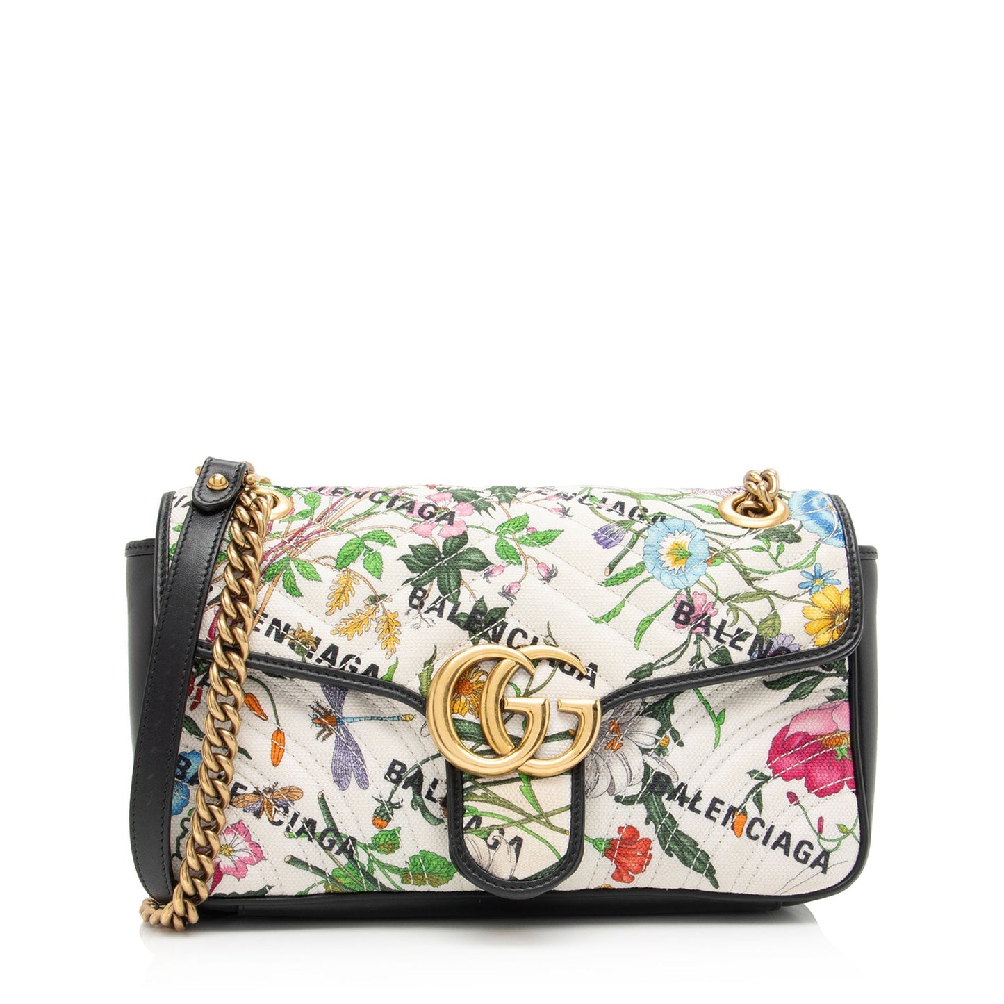 Gucci x Luxury Balenciaga Trending 2026 Canvas Flora GG Marmont The Hacker Project Small Flap Shoulder Bag