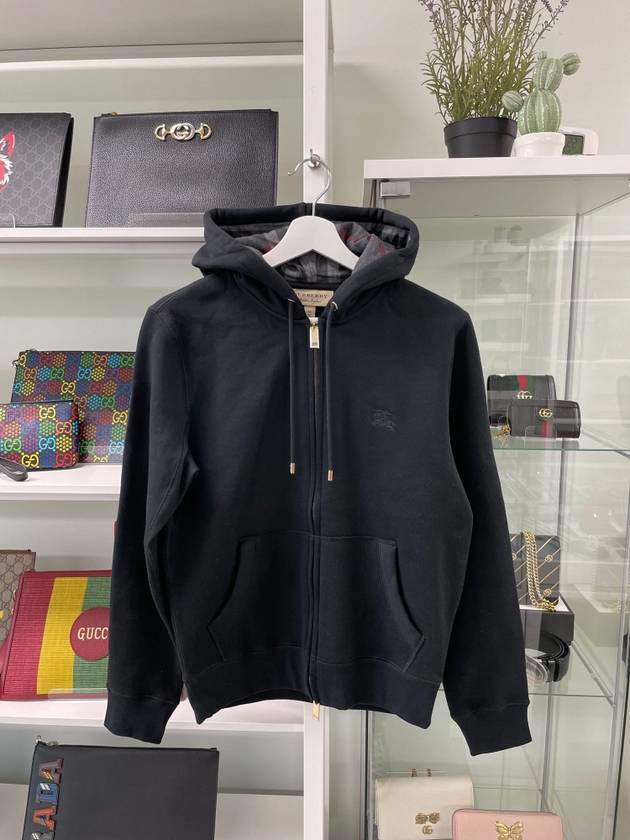 Luxury Burberry Claredon Brushed Zip Up Hoodie Black