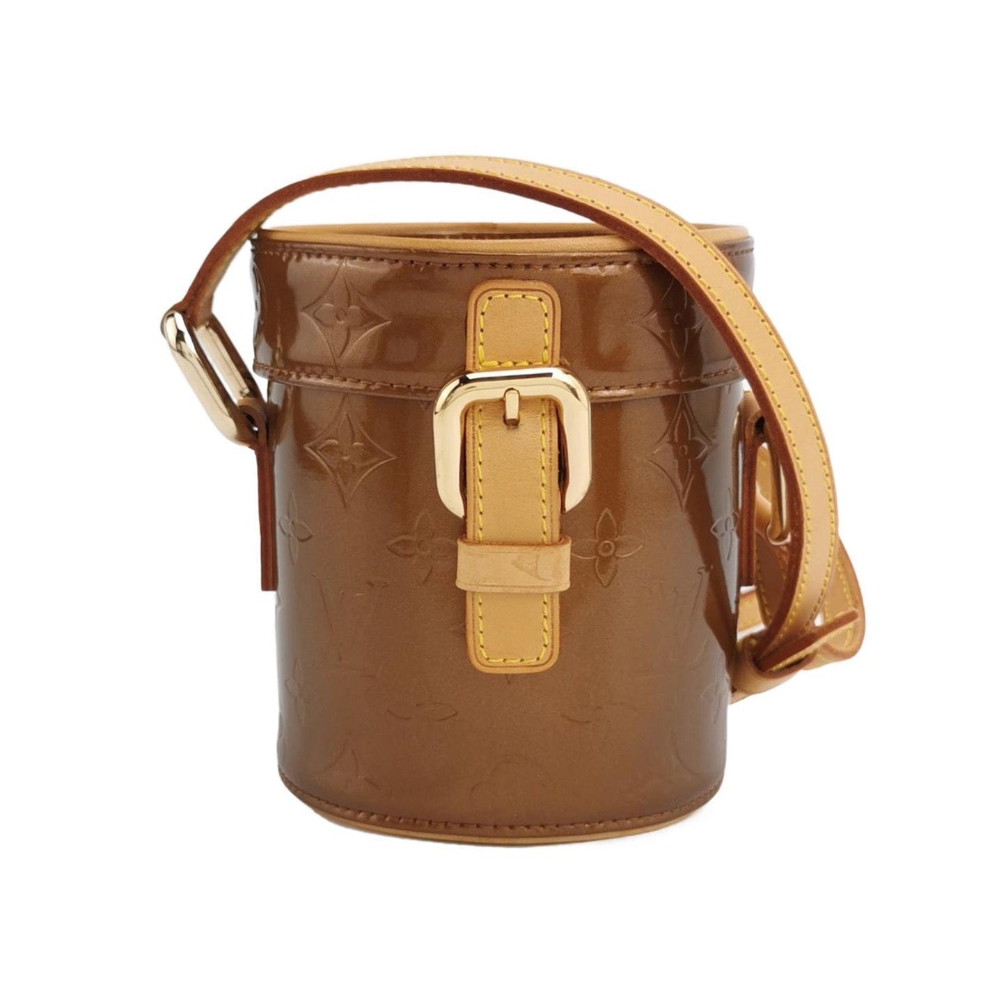 Louis Vuitton Astor Patent Leather Burnt Orange Brown Bucket Crossbody Bag