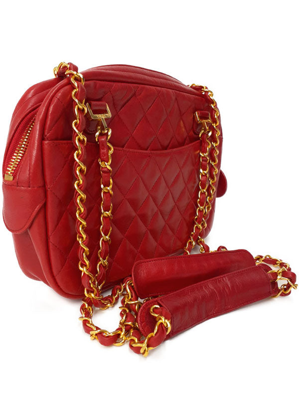 Chanel Matelasse Chain Shoulder Bag Red