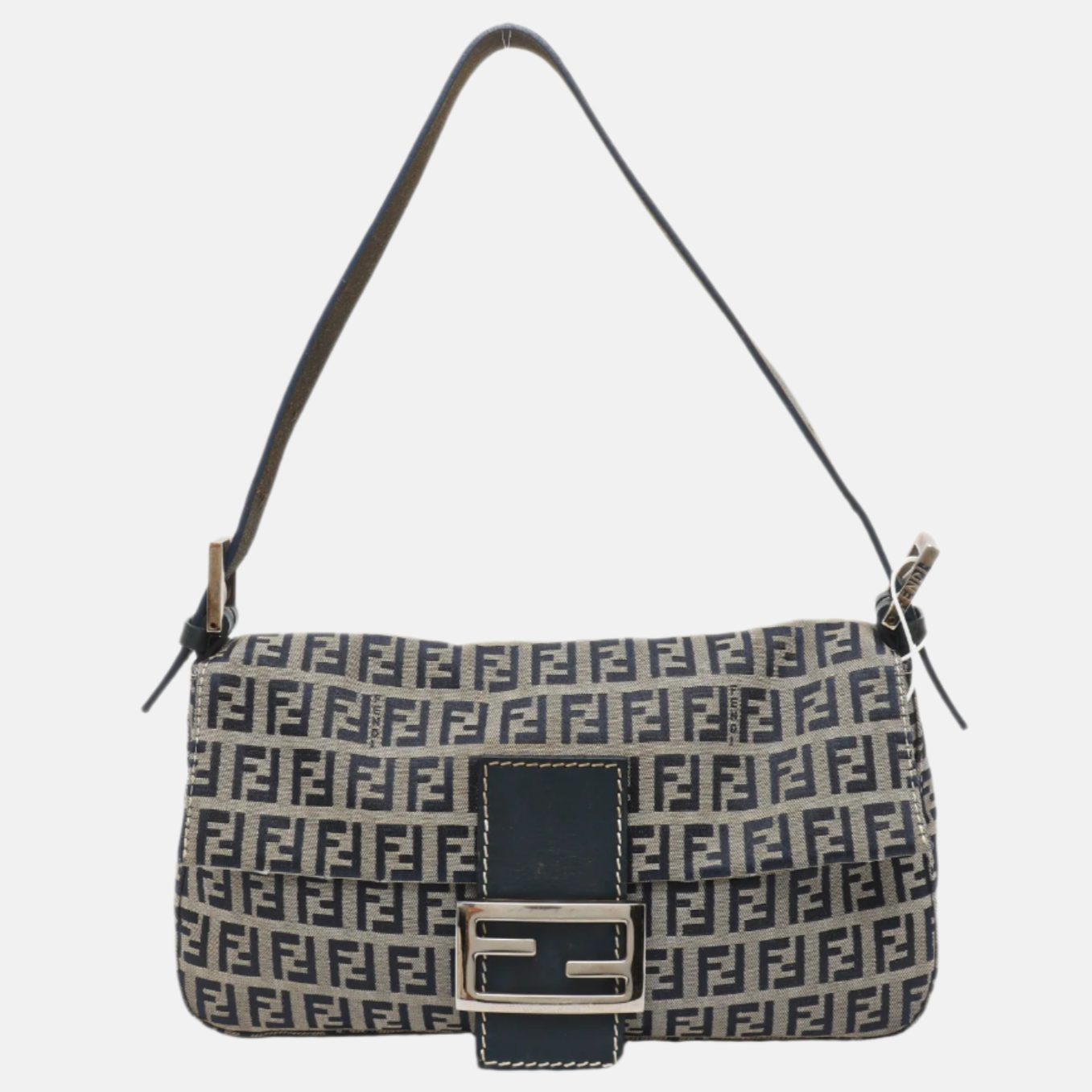Fendi Baguette Navy Zucchino Print Monogram