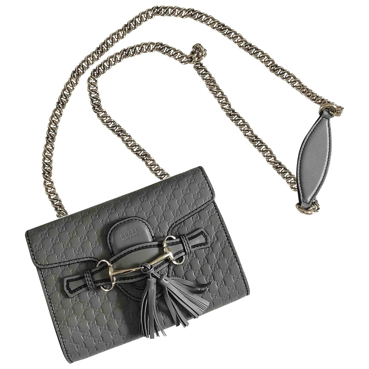 Gucci emily grey leather handbag