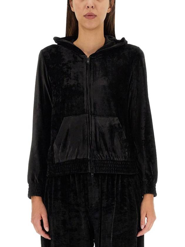 Luxury Balenciaga Trending 2026 Women's BB Paris Strass Velvet  Zip-Up Hoodie Black