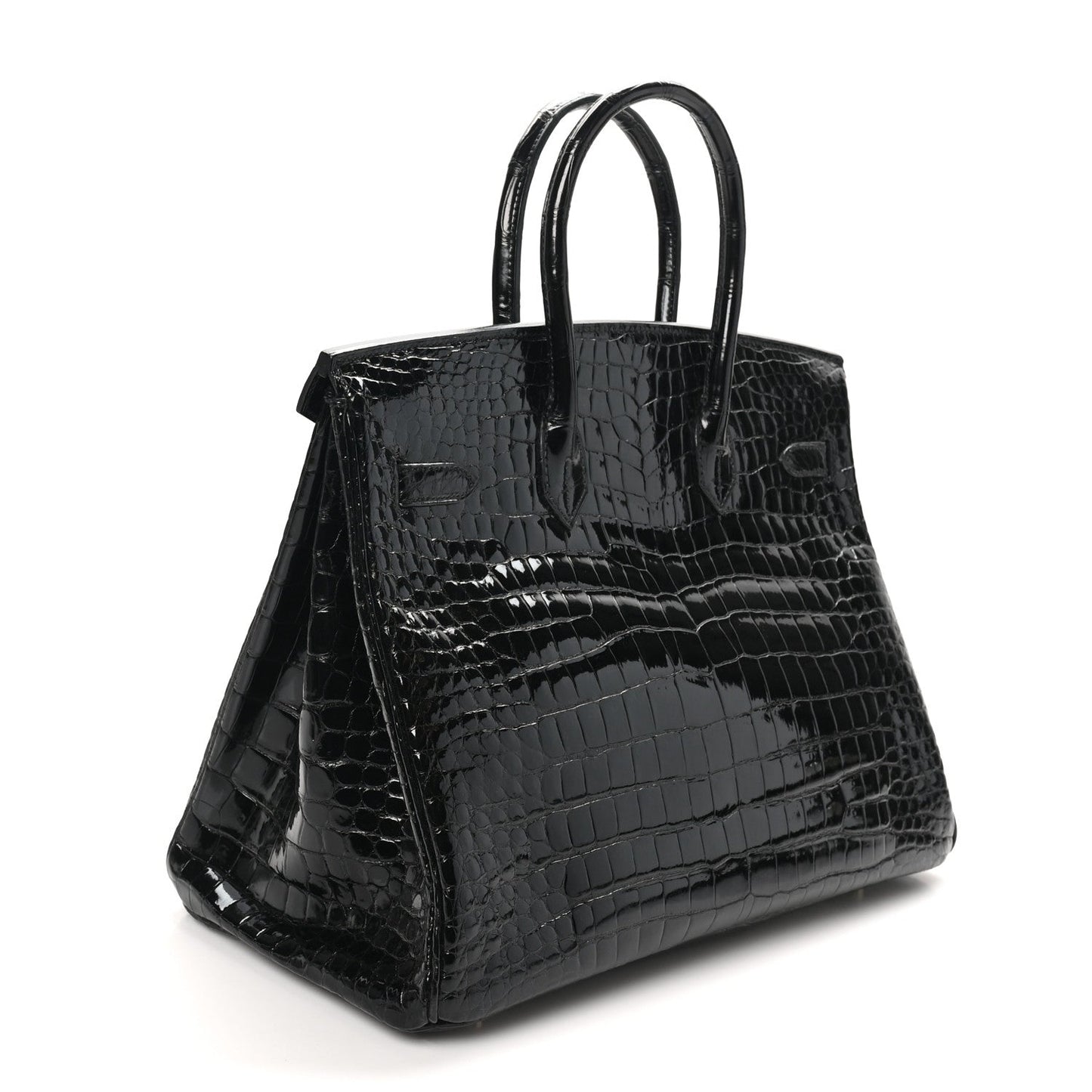 Hermes Shiny Porosus Crocodile Birkin 35 Black