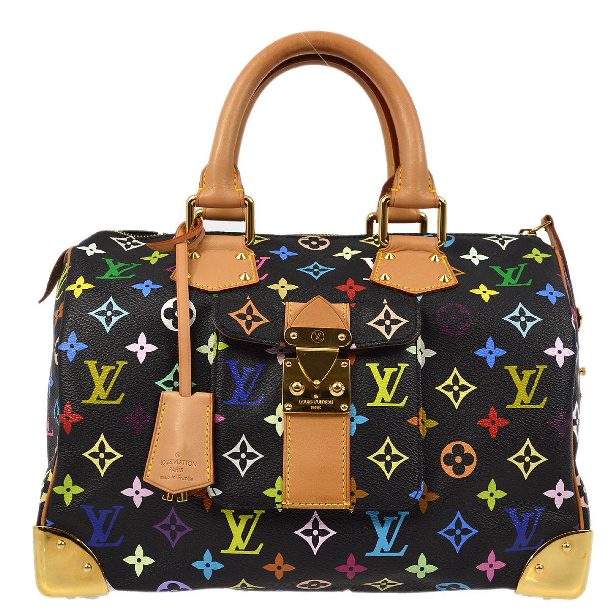 Louis Vuitton Black Monogram Multicolor Speedy 30 Handbag M92642