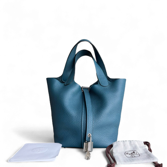 Hermes Picotin 18 - TC Clemence Leather Colvert Blue Palladium Silver Hardware