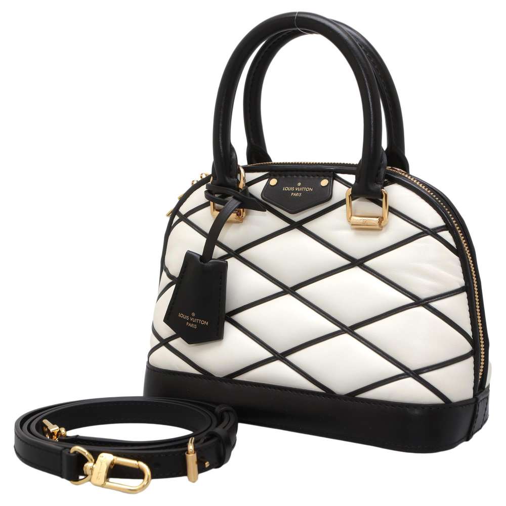 Louis Vuitton Alma White/Black M23761 Lamb Leather Size BB