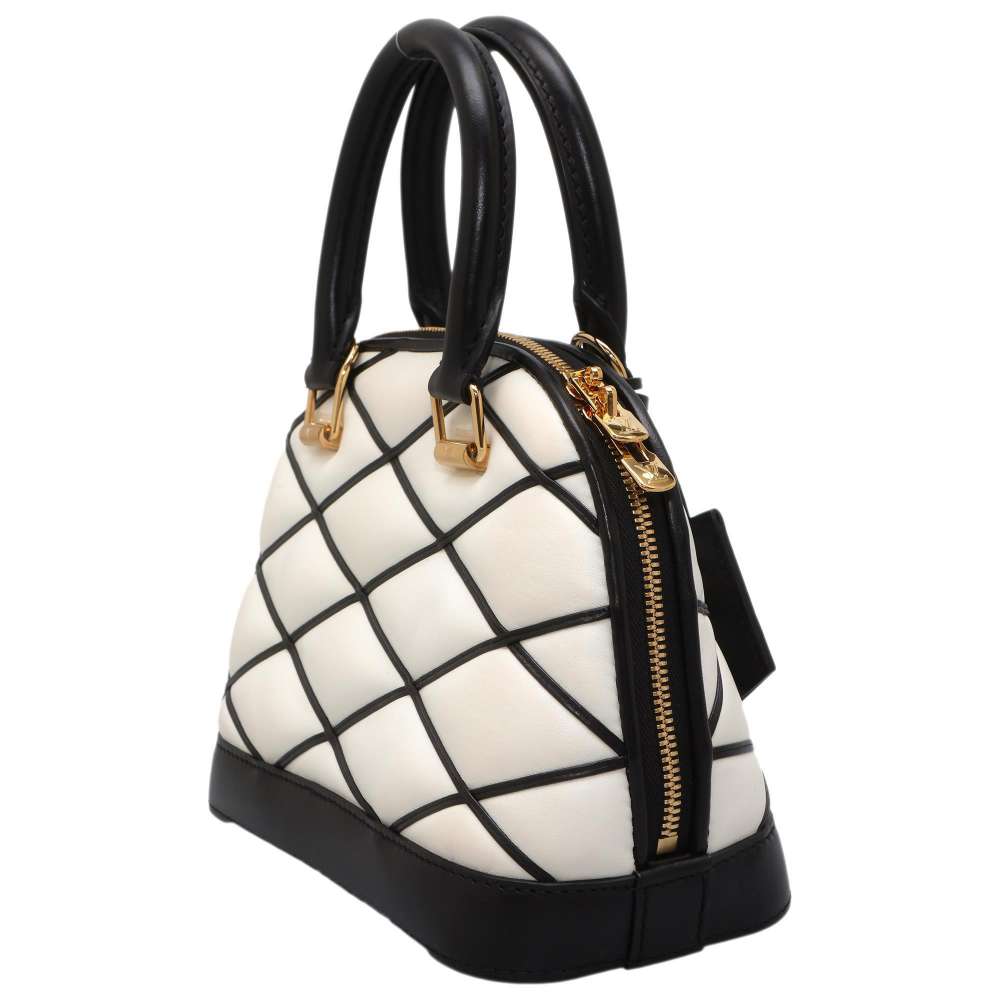 Louis Vuitton Alma White/Black M23761 Lamb Leather Size BB