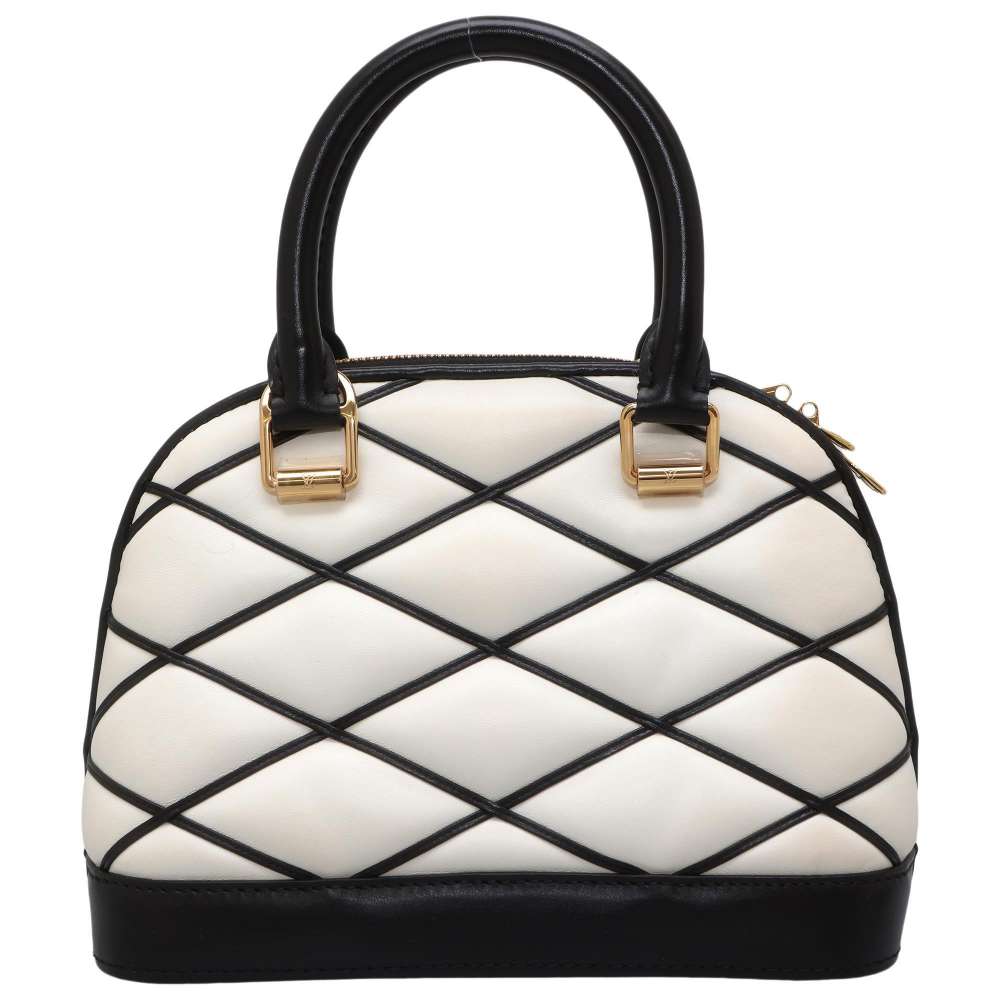 Louis Vuitton Alma White/Black M23761 Lamb Leather Size BB
