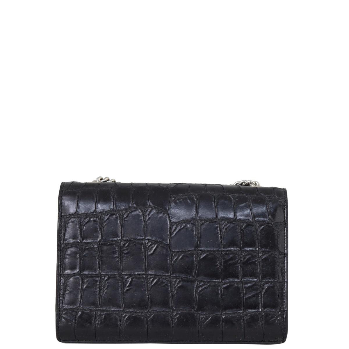Saint Laurent Kate Tassel Chain Bag Small Croc-Embossed