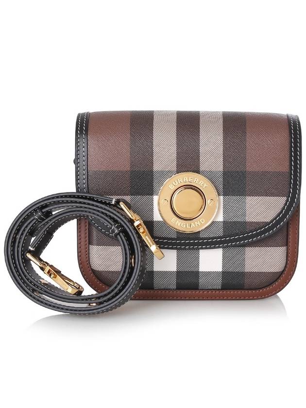 Luxury Burberry Elizabeth Check Leather Small Shoulder Bag Brown