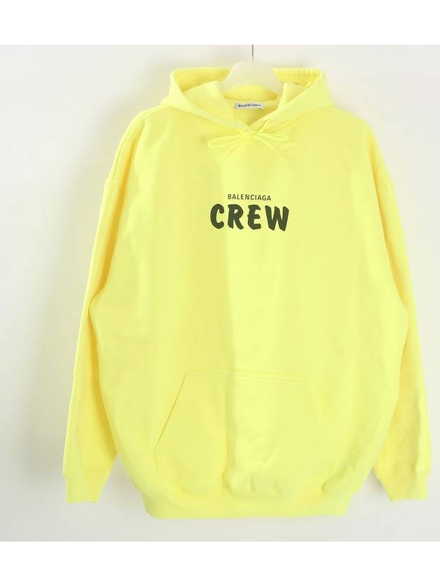 Luxury Balenciaga Trending 2026 Crew Logo Print Oversized Hoodie Yellow