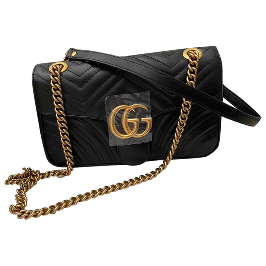 Gucci marmont black leather handbag