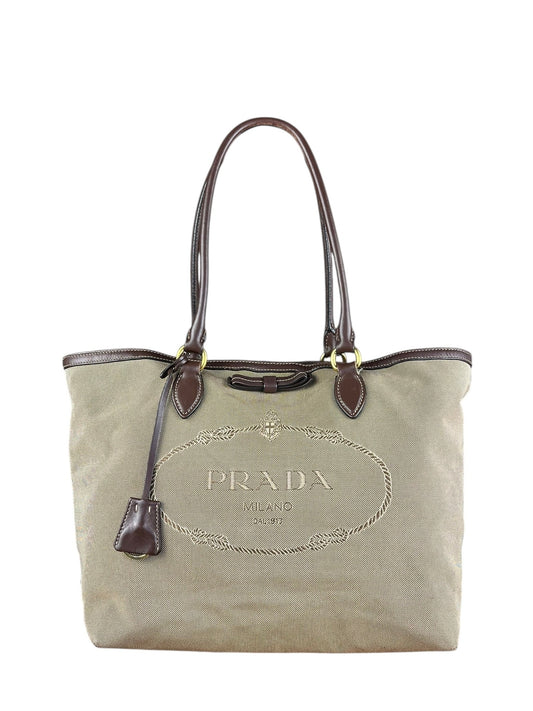 Prada   Jacquard Logo Tote Brown
