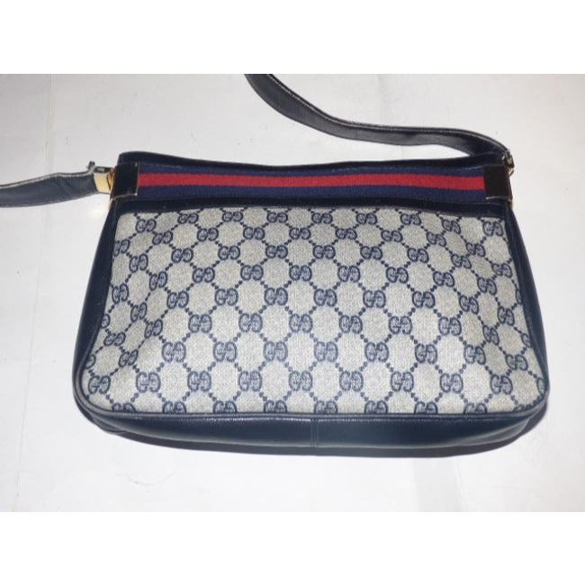 Gucci Vintage Pursesdesigner Purses Shades Of Blue With Large G Logo Coated Canvas And Leather Shoul