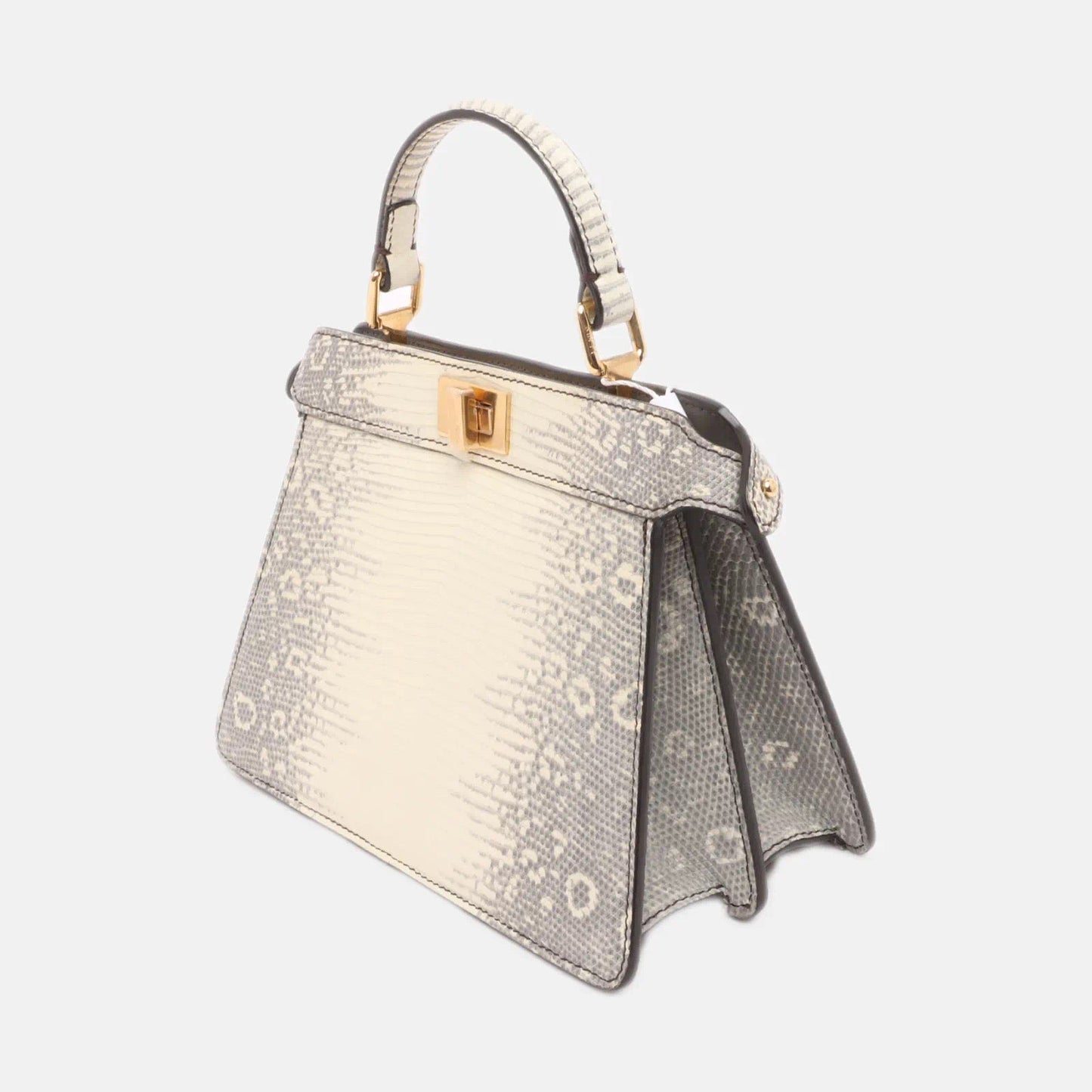 Fendi Peekaboo ISeeU Petite White Lizard Leather Bag