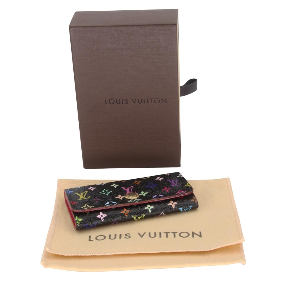 Louis Vuitton Black Pink Takashi Murakami Monogram Multicolore Multicles 4 Key Holder Wallet Tech Accessory