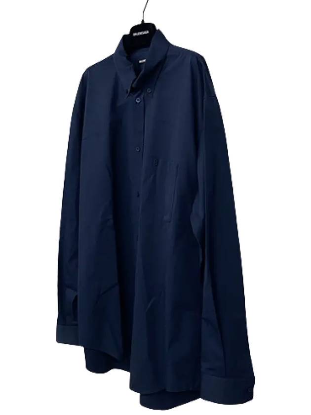 Luxury Balenciaga Trending 2026 Back Logo Long Sleeve Shirt Navy