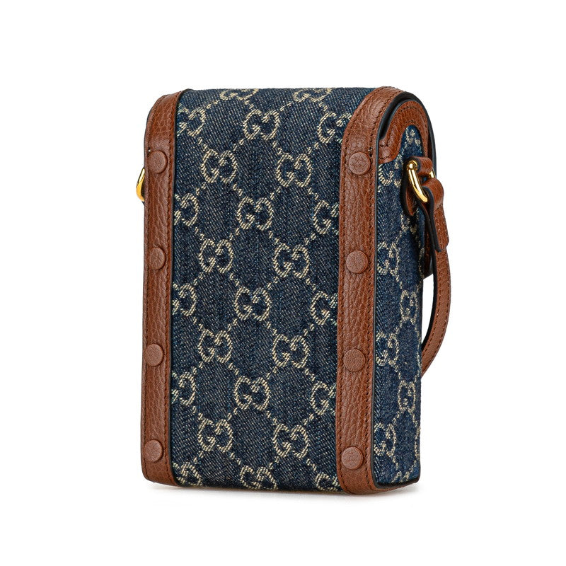 Gucci Horsebit 1955 GG Denim Canvas Shoulder Bag