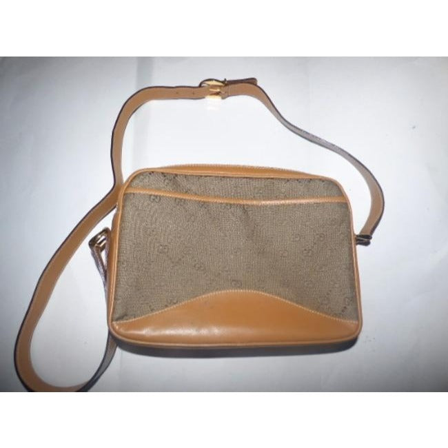 Gucci Shades Of Brown Leather Canvas Cross Body Bag