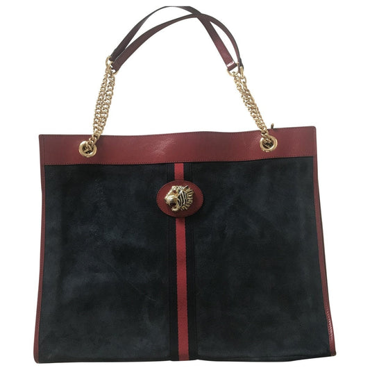 Gucci rajah navy suede handbag