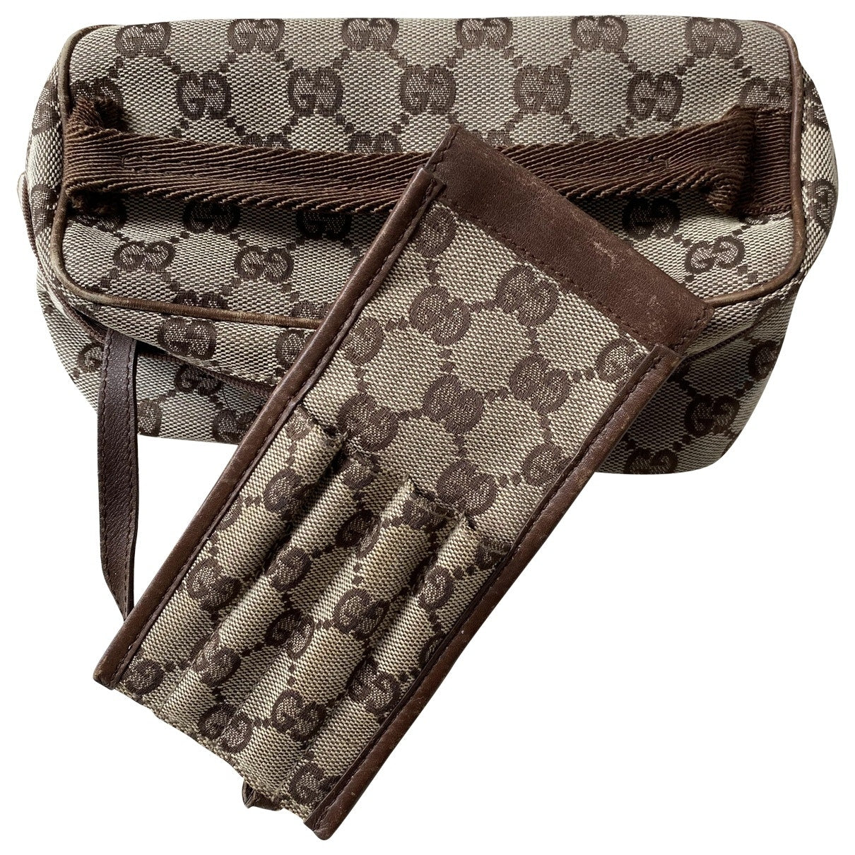 Gucci brown cloth travel bag