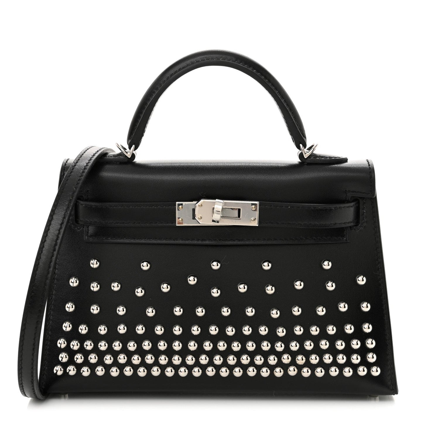 Hermes Box Studded Clouté Mini Kelly Sellier 20 Black