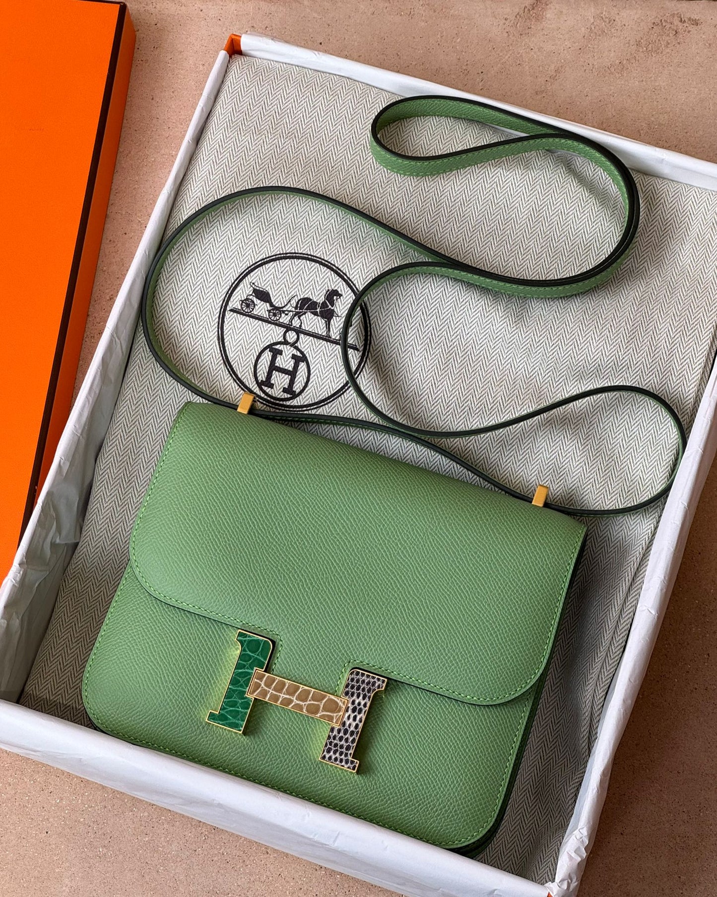 Hermès Constance 18 - Vert Crique Epsom / Alligator / Lizard | Gold Hardware