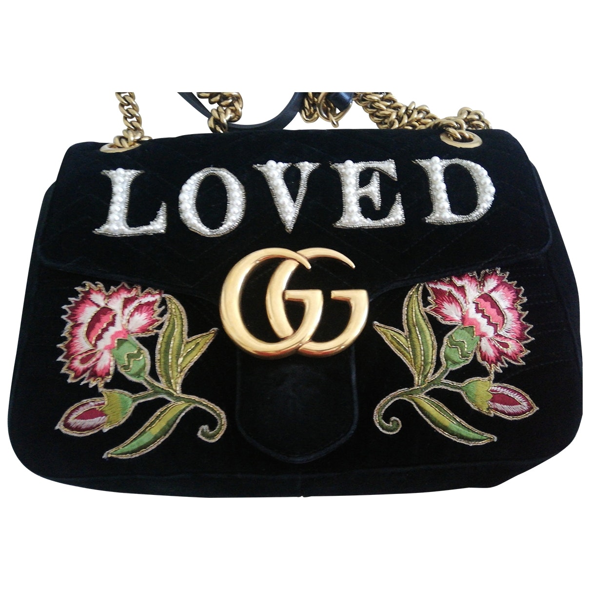 Gucci marmont black velvet handbag