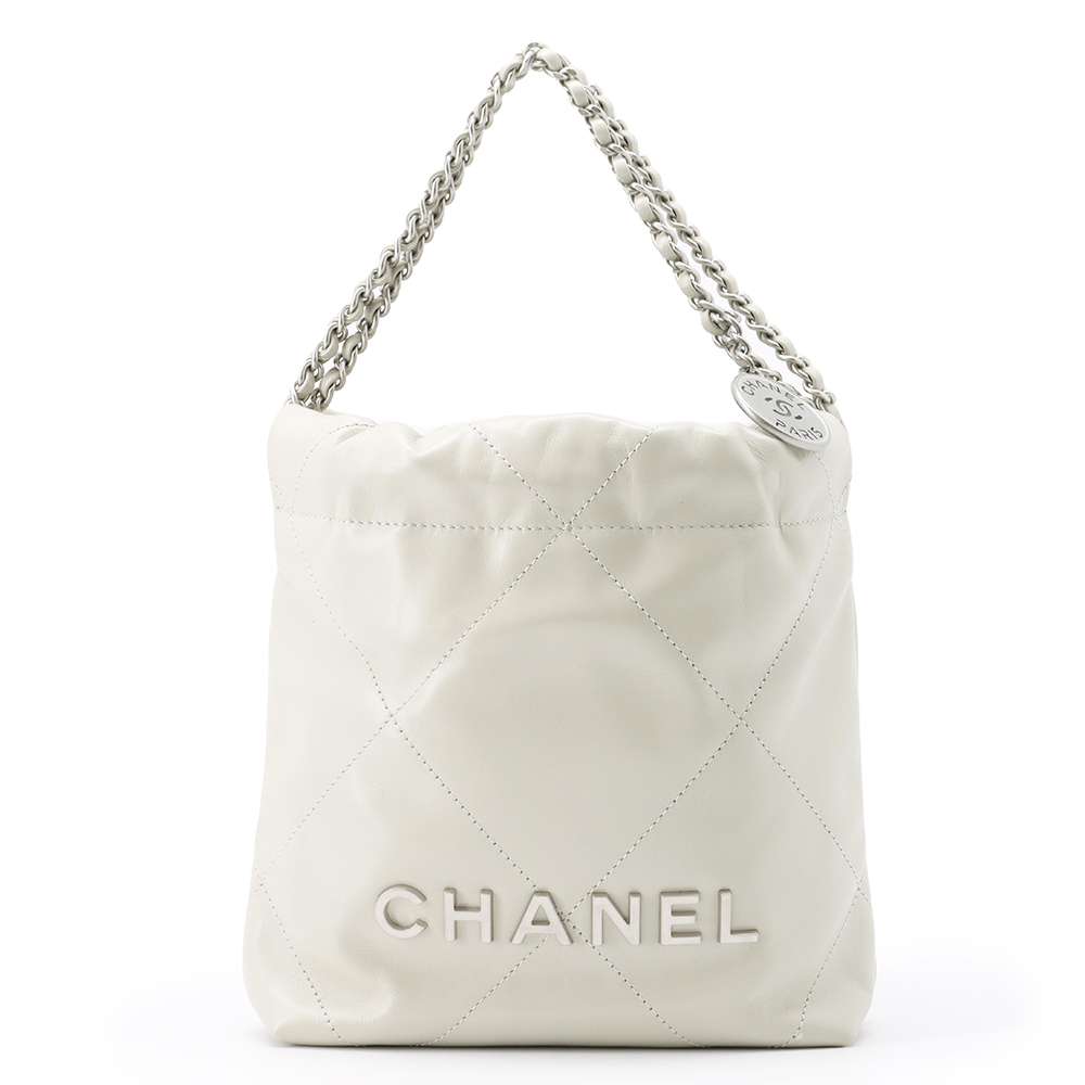 CHANEL CHANEL22 ChainShoulder Bag Gray AS3980 Shiny Calf Leather Size Mini