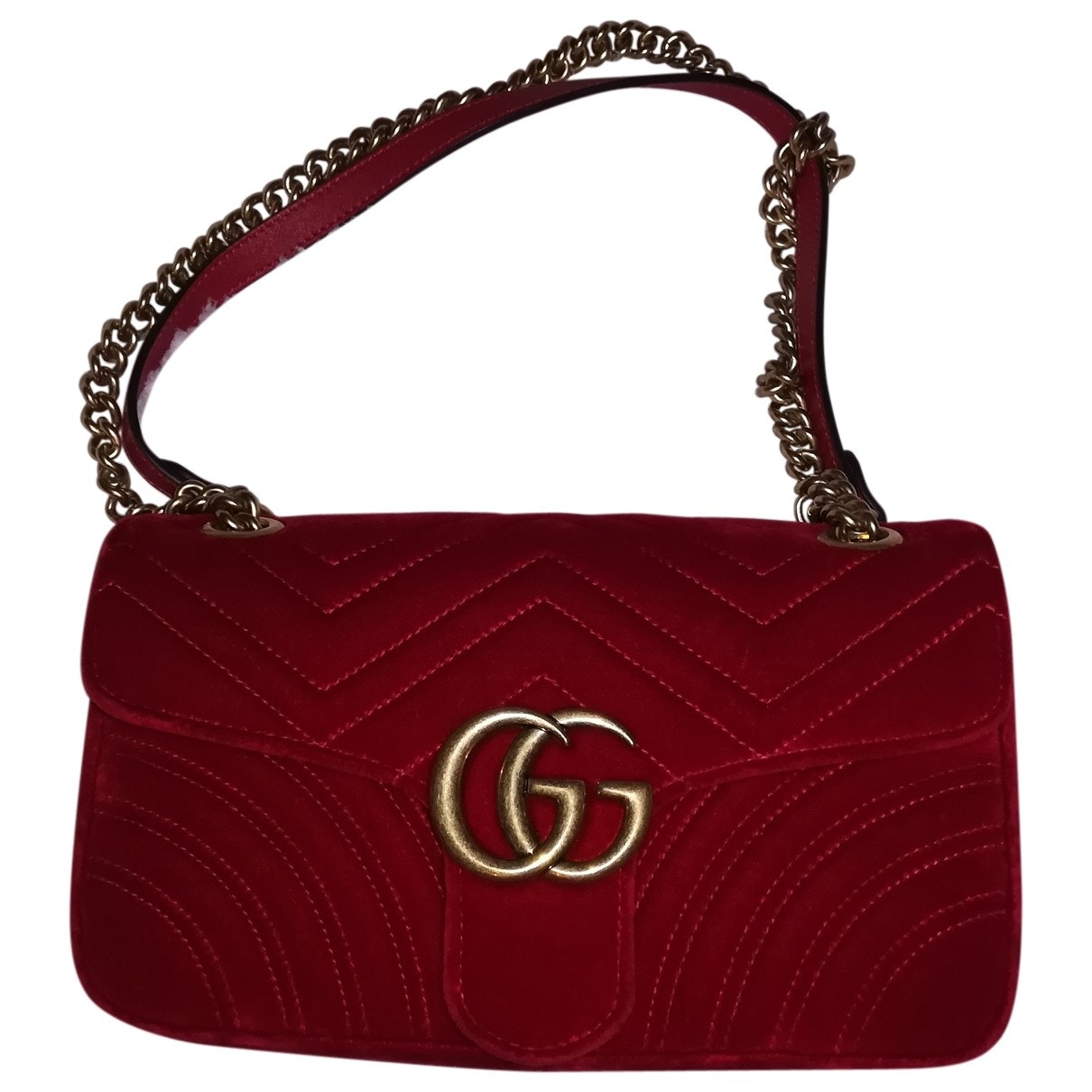 Gucci marmont red velvet handbag