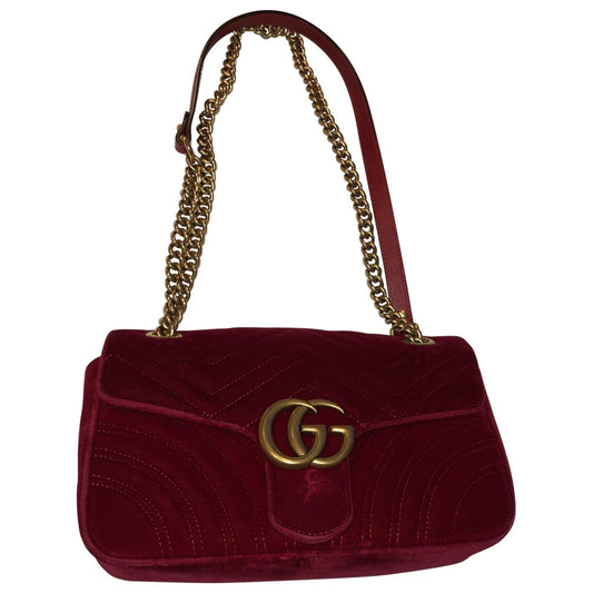 Gucci marmont red suede handbag