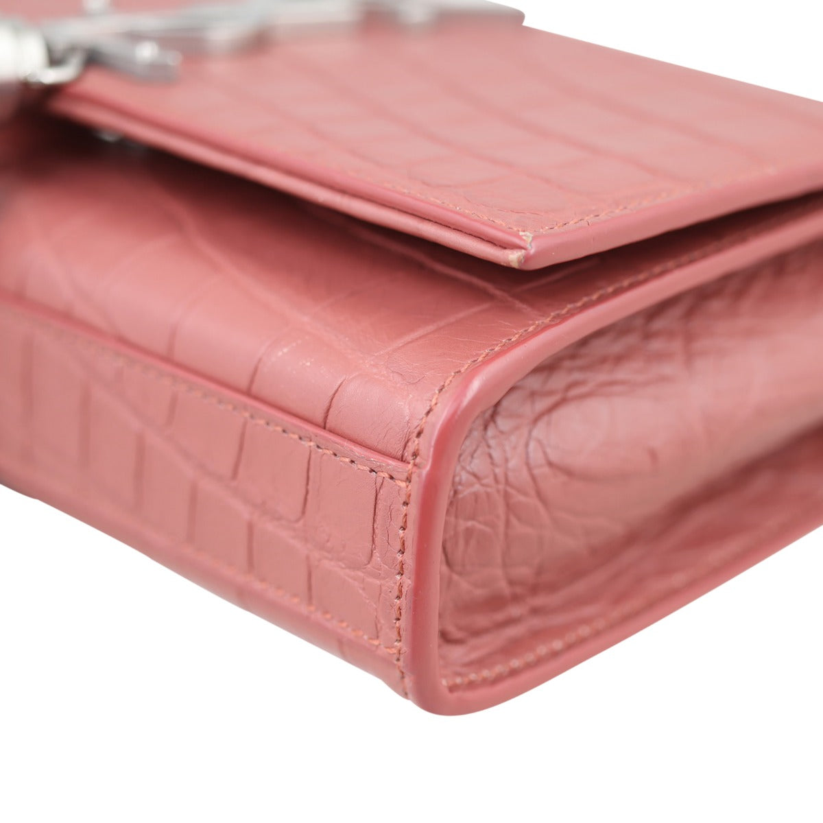 Saint Laurent Kate Tassel Chain Bag Small Croc-Embossed