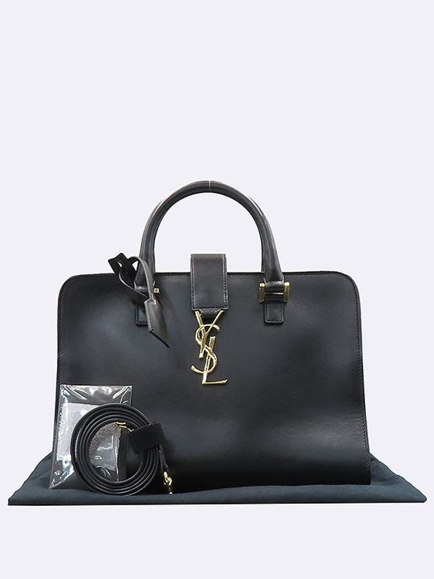 Luxury Saint Laurent Trending 2025 PARIS 472469 Black Leather Cabas Gold Logo Tote Bag Shoulder Strap 2WAY