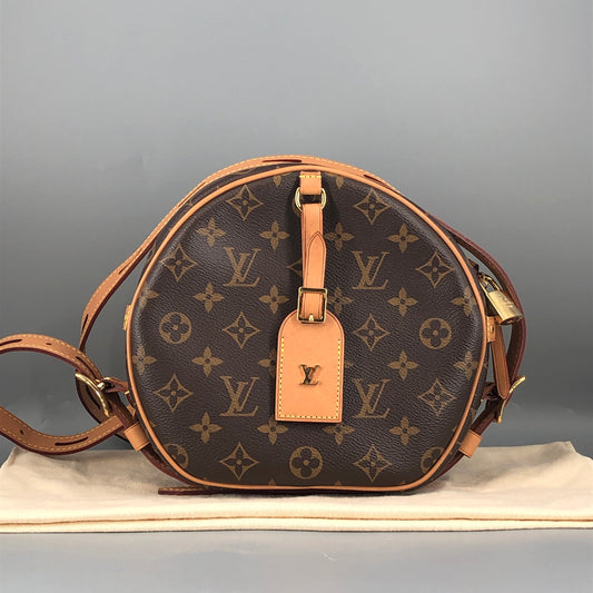 Louis Vuitton Monogram Canvas Boite Chapeau Souple Medium Round Crossbody Bag Brown