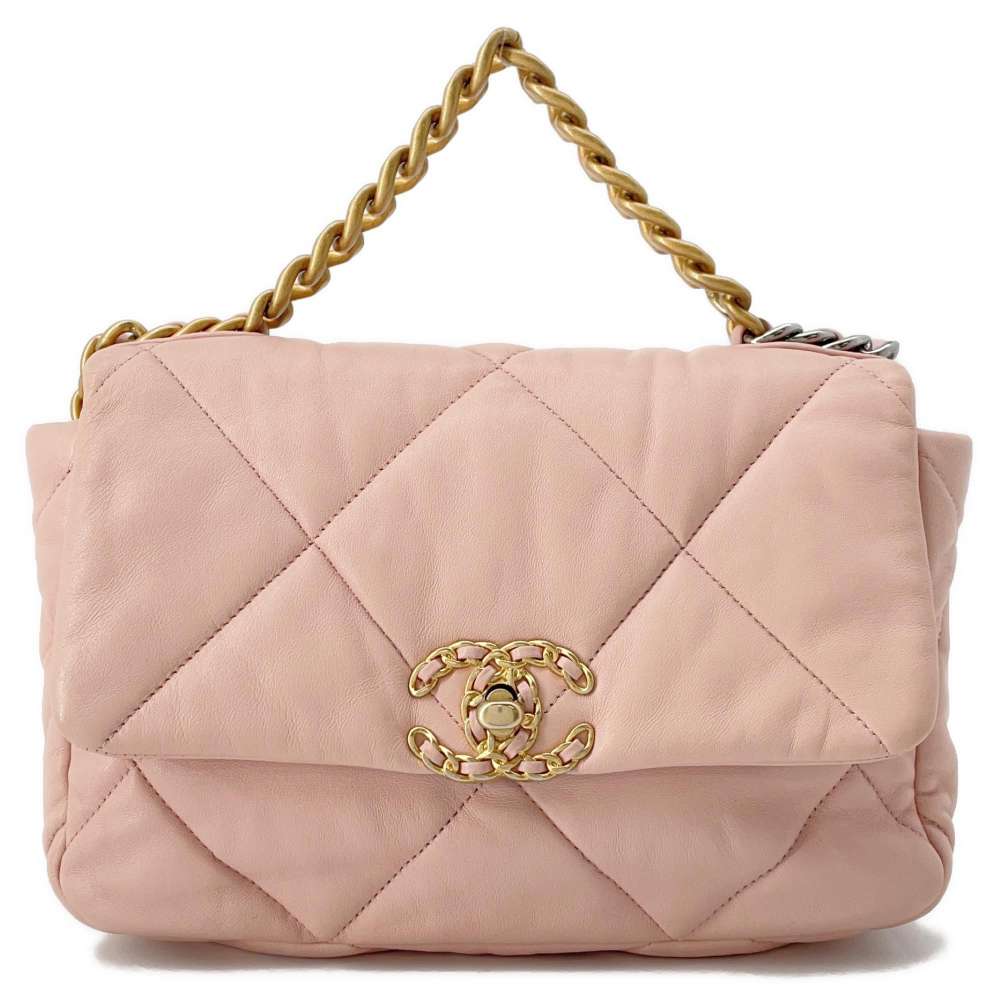 CHANEL CHANEL19 CC Logo ChainShoulder Pink AS1160 Lambskin
