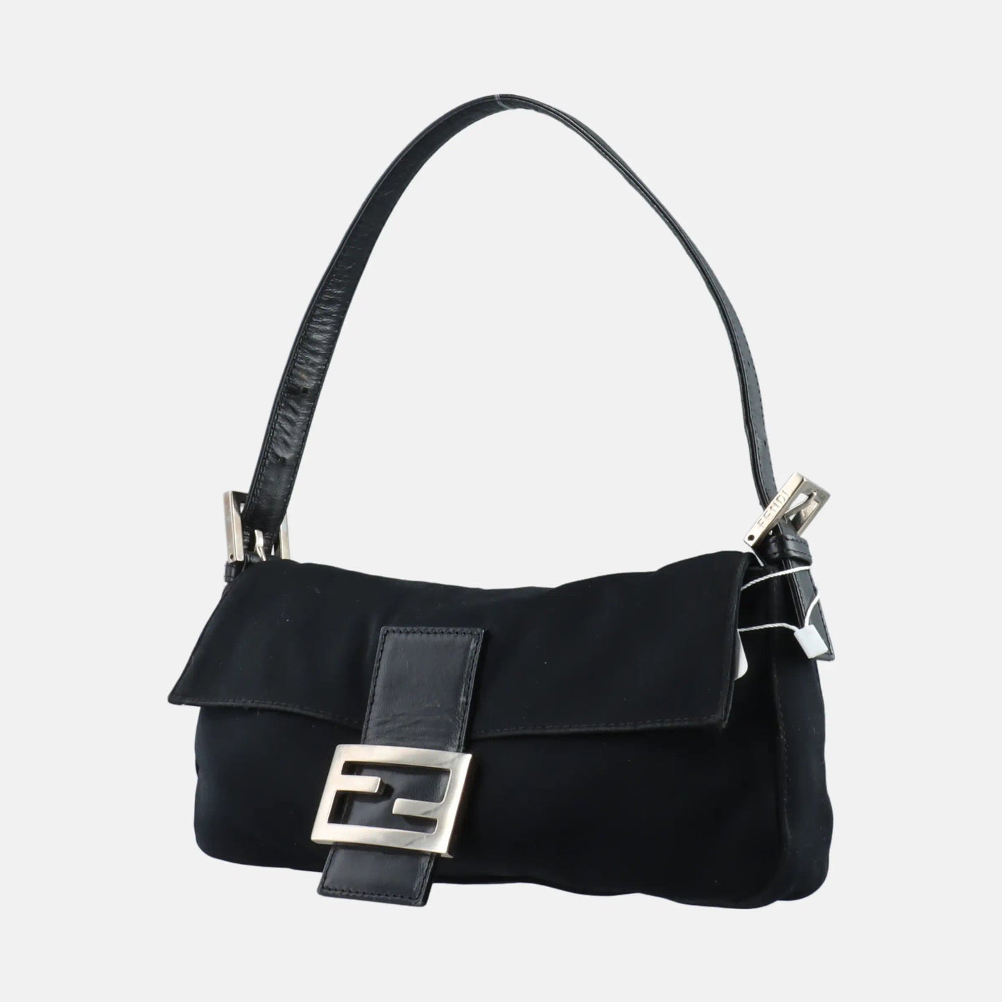FENDI Baguette Vintage Black Cloth Silver Hardware