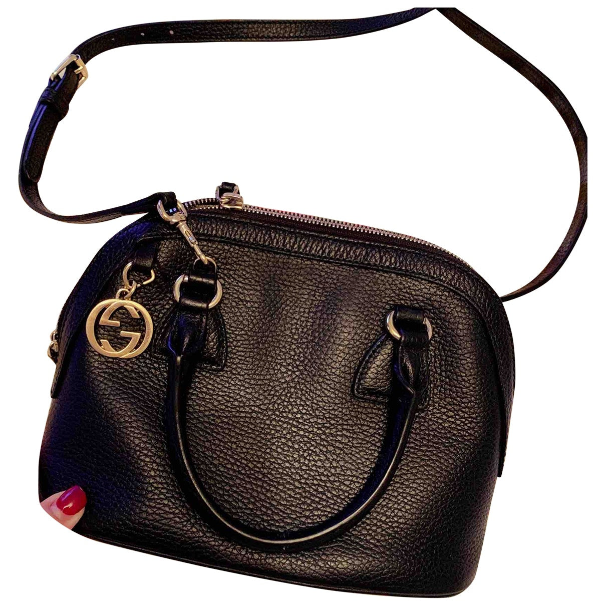 Gucci dÃ´me black leather handbag